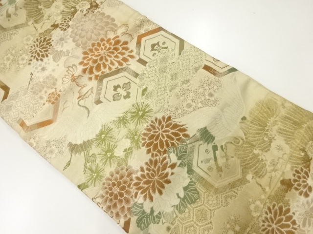 JAPANESE KIMONO / ANTIQUE NAGOYA OBI / WOVEN KIKU